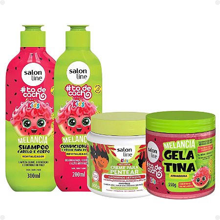 Kit Salon Line Kids: Shampoo e Condicionador + Creme para Pentear 500g e Gelatina Melancia