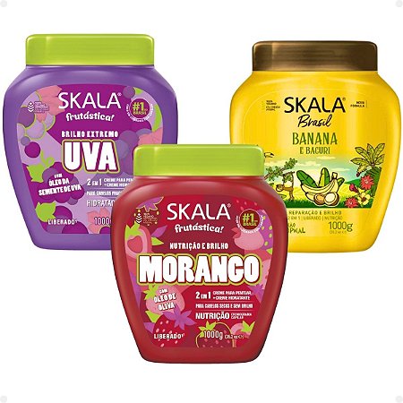 Kit Skala: Máscara Cronograma Capilar Uva, Morango e Banana 1000g