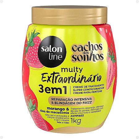 Creme de Tratamento 3 em 1 Salon Line Multy Extraordinário Cachos dos Sonhos Morango e Óleo de Macadâmia 1Kg