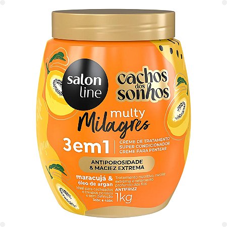 Creme Multifuncional Salon Line Multy Milagres Cachos dos Sonhos Maracujá e Óleo de Argan 1Kg