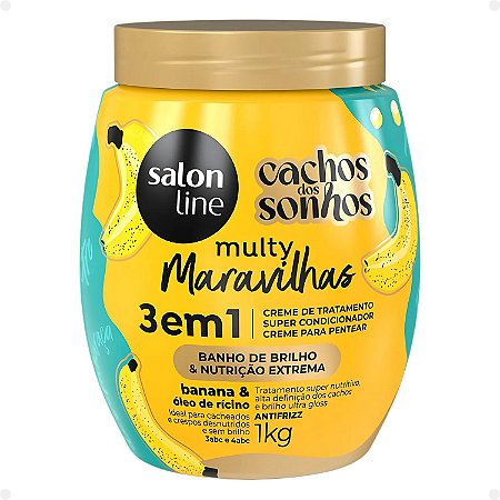 Creme Multifuncional Salon Line Multy Maravilhas Cachos dos Sonhos Banana e Óleo de Rícino 1Kg