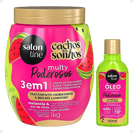 Kit Salon Line Multy Poderosos: 1 Creme 3 em 1 e 1 Óleo Melancia