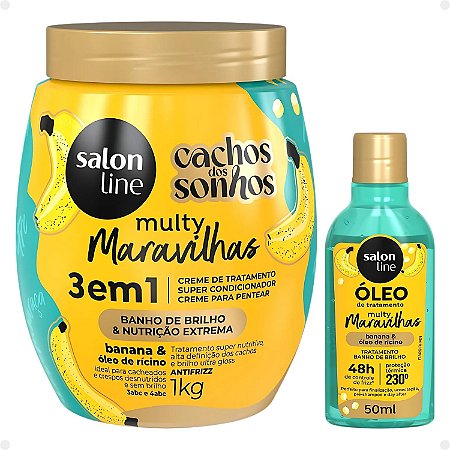 Kit Salon Line Multy Maravilhas: 1 Creme Multifuncional e 1 Óleo Banana
