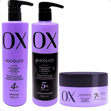 Kit Ox Glicólico: Shampoo, Condicionador 500ml e Máscara