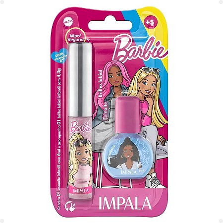Kit Impala Barbie:1 Esmalte e 1 Brilho Labial