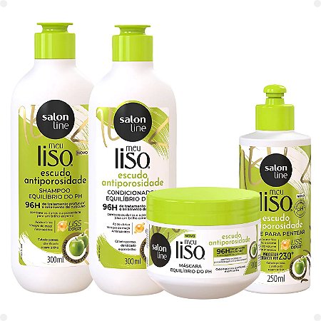 Salon Line Meu Liso Escudo Antiporosidade: Shampoo, Condicionador, Máscara e Creme para Pentear