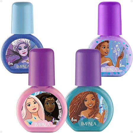 Kit Impala Disney A Pequena Sereia: 4 Esmaltes Infantil 6ml