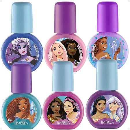 Kit Impala Disney A Pequena Sereia: 6 Esmaltes Infantil 6ml
