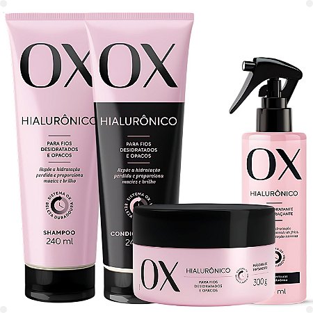 Kit Ox Hialurônico: Shampoo, Condicionador, Máscara e Spray