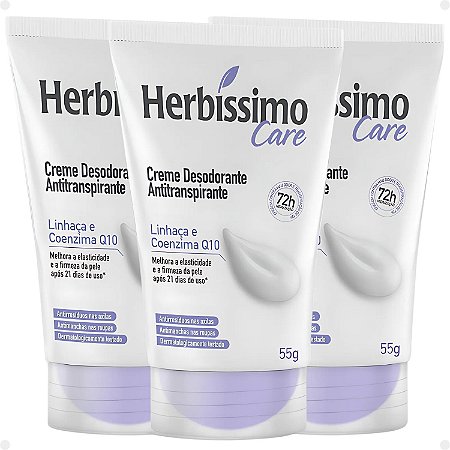Kit Herbíssimo Care Linhaça e Coenzima Q10: 3 Cremes Desodorante 55g