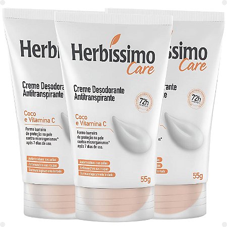Kit Herbíssimo Care Coco e Vitamina C: 3 Cremes Desodorante 55g