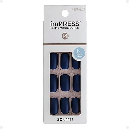 Unhas Autocolantes Kiss New York Impress Quadrado Médio Look At Me Bipm420br