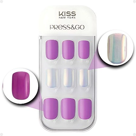 Unha Postiça Autocolante Kiss Ny Press&Go Cool Purple KPNA12K