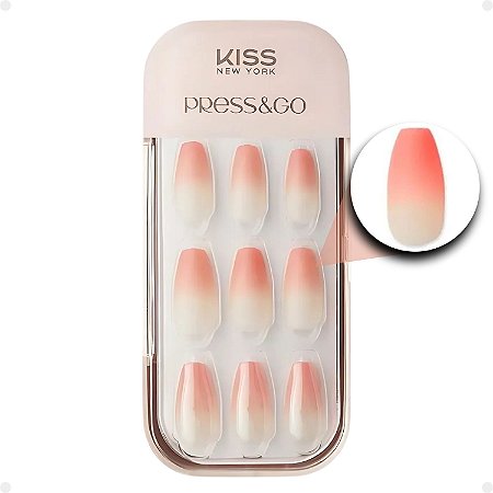 Unha Postiça Autocolante Kiss Ny Press&Go Grapefruit Ade KPNC02K