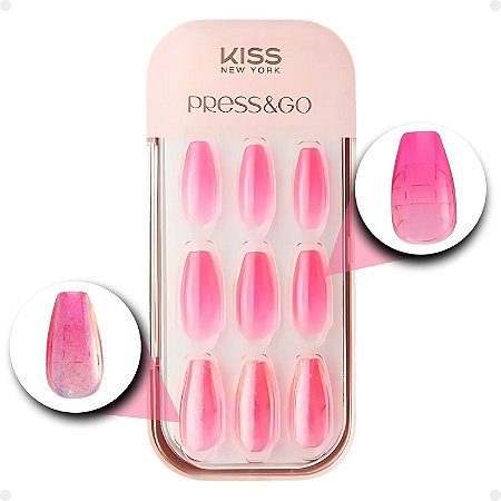 Unha Postiça Autocolante Press&Go Pink Jelly KPNC12K