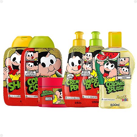 Kit Cia da Natureza Magali Kids Cabelos Ondulados e Cacheados: Shampoo, Condicionador, Máscara, Creme, Umidificador e Colônia