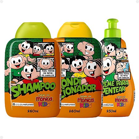 Kit Cia da Natureza Mônica Kids: Shampoo, Condicionador e Creme para Pentear