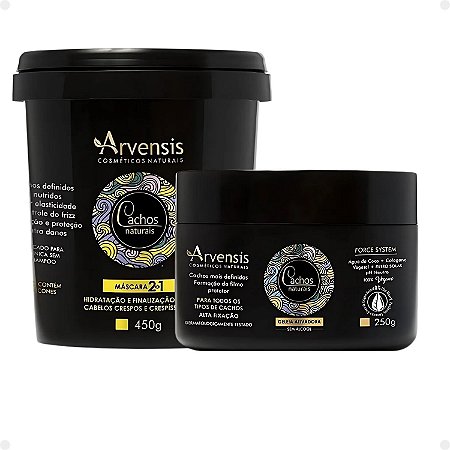 Kit Arvensis Cachos Naturais: Máscara 2x1 450g e Geleia Ativadora 250g