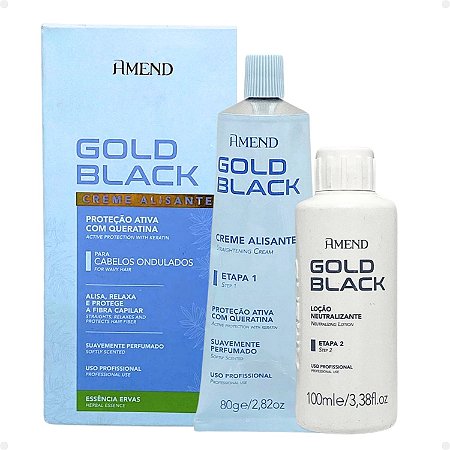 Creme Alisante Amend Gold Black Alisamento Amônia Cabelos Ondulados Com Essência Ervas