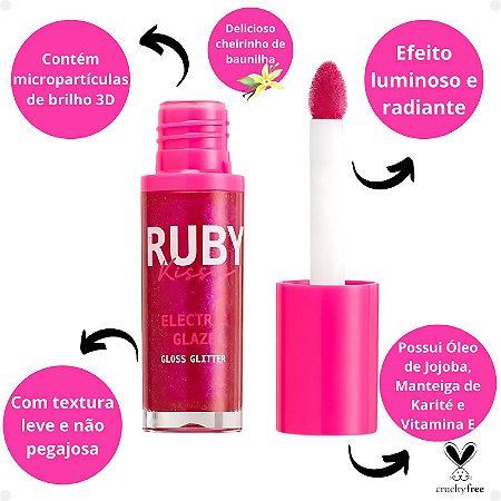 Gloss Glitter Ruby Kisses Electric Glaze 04 Fuchsia Lgg04b