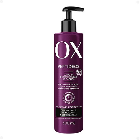 Leave-In Formatação de Cachos Ox Peptídeos Cabelos Crespos, Cacheados e Ondulados 300ml