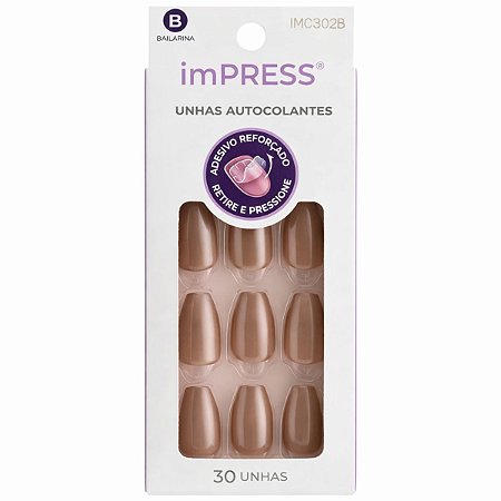 Unhas Autocolantes Bailarina Kiss Ny imPress Glazed Imc302b