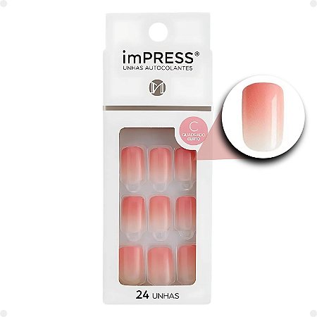 Unhas Autocolantes Quadrado Curto Kiss Ny imPress Successful Rose Kpan05ka