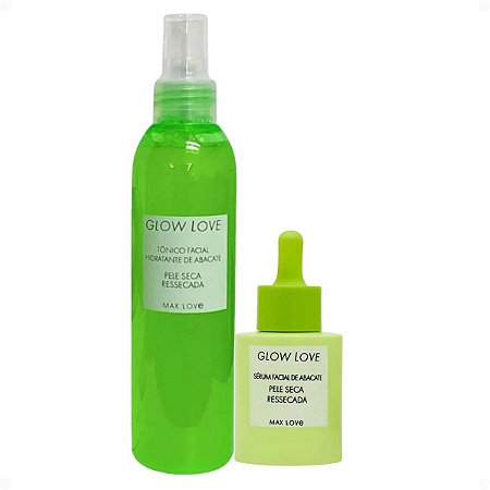 Kit Max Love Glow Love Abacate Pele Seca Ressecada: Tônico Facial 200ml e Sérum Facial 30ml