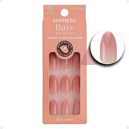 Unhas Autocolantes Amendoada Kiss Ny imPress Bare But Better Back To Basics Imcb300b