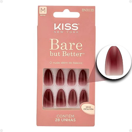 Unhas Postiças Média Kiss Ny imPress Bare But Better Chemistry Bn303b