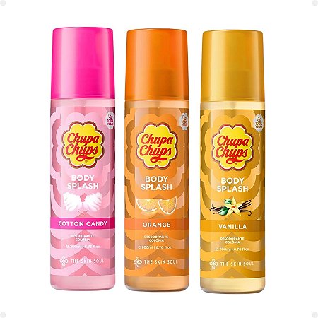 Kit Body Splash Chupa Chups The Skin Soul: Orange, Vanilla e Cotton Candy 200ml