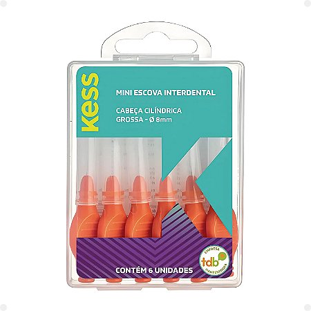 Mini Escova Interdental Kess Cabeça Cilíndrica Grosa - Ø 8mm Com 6un Cód. 2007