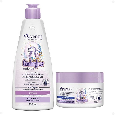 Kit Arvensis Cachinhos Naturais Cabelos Crespos e Crespíssimos: Shampoo 300ml e Creme 2x1 250g