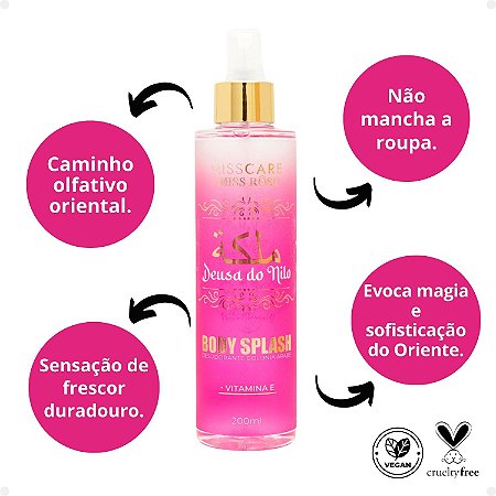 Body Splash Miss Rôse Colônia Árabe Deusa do Nilo 200ml