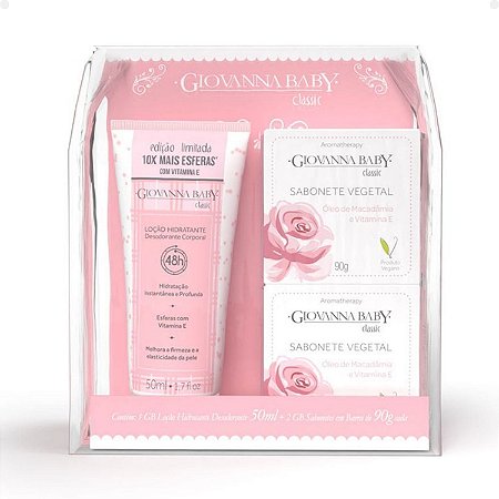 Kit Giovanna Baby Eterno Encanto Classic: 1 Loção Hidratante Corporal e 2 Sabonetes Vegetais