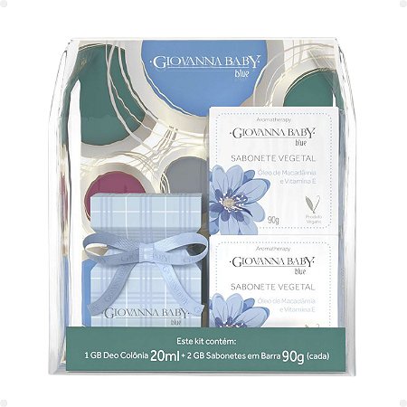 Kit Giovanna Baby Blue: 1 Deo Colônia e 2 Sabonetes Vegetais