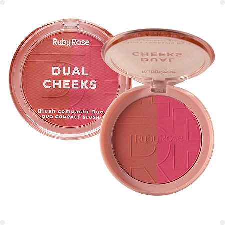 Blush Compacto Duo Ruby Rose Dual Cheeks Peachy e Fuchsia Hb-m03-2