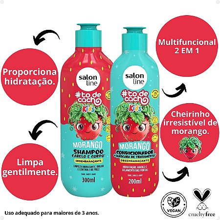 Kit Salon Line Kids #todecachos: Shampoo 300ml e Condicionador 200ml Morango