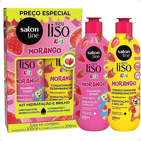 Kit Salon Line Meu Liso Kids: Shampoo 300ml e Condicionador 200ml Morango