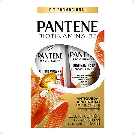 Kit Pantene Pro-V Biotinamina B3 Antiqueda e Nutrição: Shampoo 300ml e Condicionador 150ml