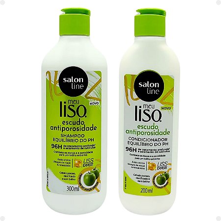 Kit Salon Line Meu Liso Escudo Antiporosidade: Shampoo 300ml e Condicionador 200ml Equilíbrio do PH