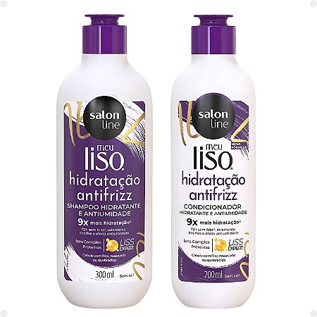 Kit Salon Line Meu Liso Hidratação Antifrizz: Shampoo 300ml e Condicionador 200ml Hidratante e Antiumidade