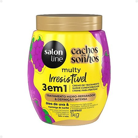 Creme Multifuncional 3 em 1 Salon Line Cachos dos Sonhos Multy Irresistível Uva e Manteiga de Karité 1Kg