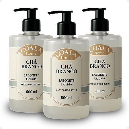 Kit Coala Home: 3 Sabonetes Liquidos Chá Branco 500ml
