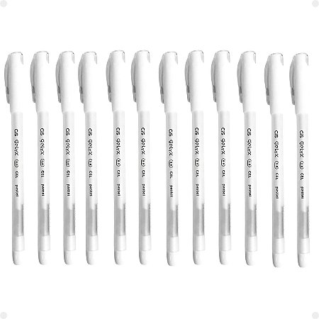 Kit Cis Gelyx: 12 Canetas Gel Pastel Branco 0.8mm