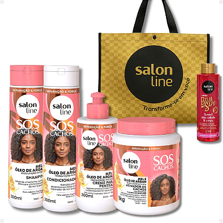Kit Salon Line SOS Cachos Mel e Óleo De Argan Completo + Mimos