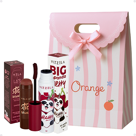 Kit Presente Vizzela: Blush Stick Red e Máscara de Cílios No Panda Big Bordô