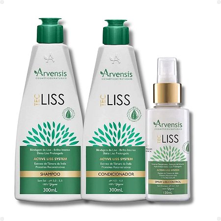Kit Arvensis Tec Liss: Shampoo 300ml, Condicionador 300ml e Spray Liss Control 120ml