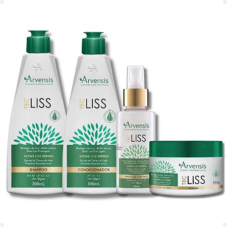 Kit Arvensis Tec Liss: Shampoo 300ml, Condicionador 300ml, Máscara 250g e Spray Liss Control 120ml