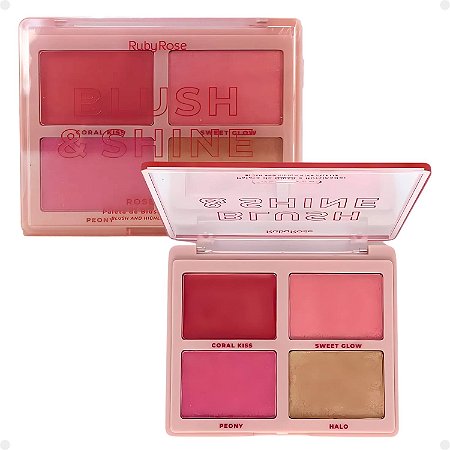 Paleta de Blush e Iluminador Ruby Rose Blush & Shine Rosé Gold HB-M1001-1